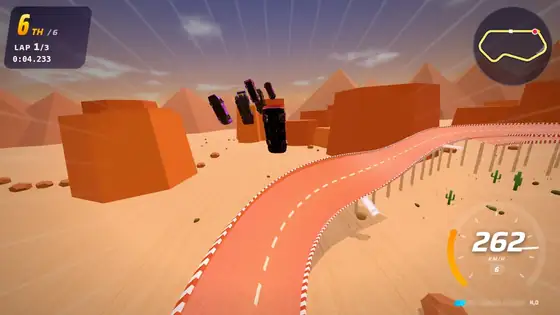 Desert Canyon Jump track in Hot Racers: two canyon jumps, banked bowls