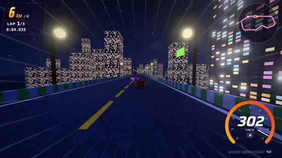 Tokyo Expressway track in Hot Racers: elevated expressway, neon skyline