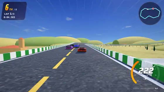 Tuscan Hills track in Hot Racers: rolling crests, cypress avenues